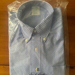 NWT Brooks Brothers Milano fit button down, blue and white check. Size 15-35.